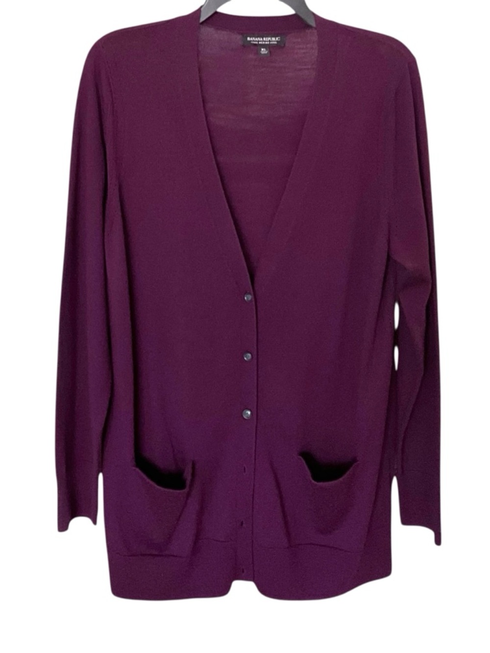 Banana Republic 100% Merino Wool Forever Boyfriend Cardigan in Burgundy